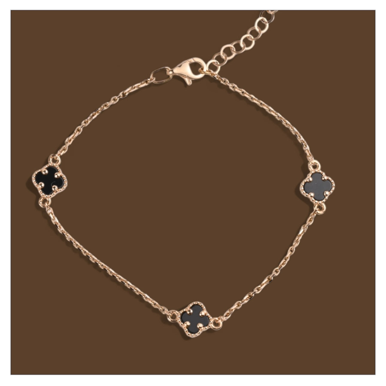 Bracelet Black Onyx clovers