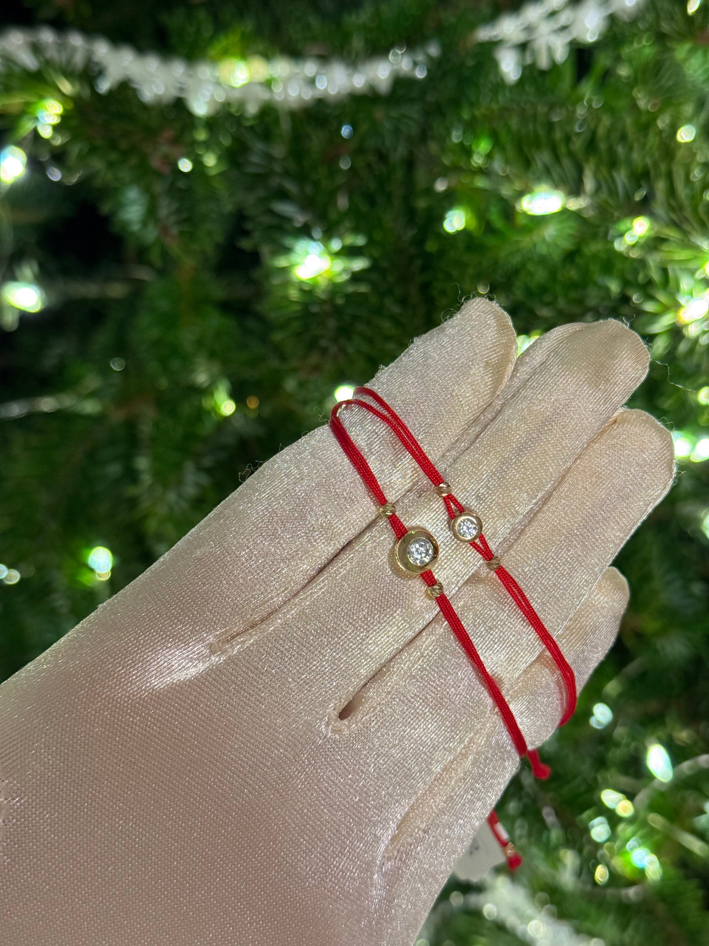 Bracelets Red Thread with Zirconia stone Yellow and Rose Gold