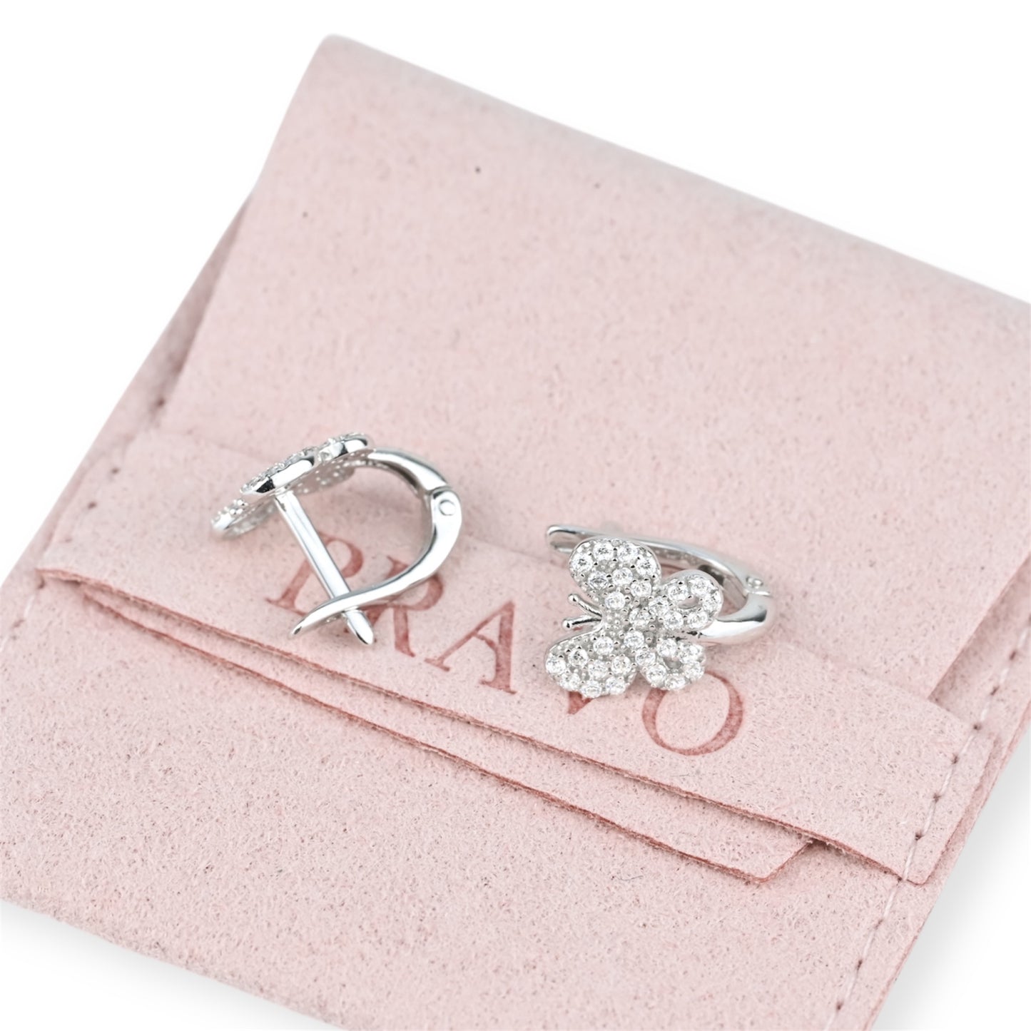 Kids Earrings White Gold Butterfly