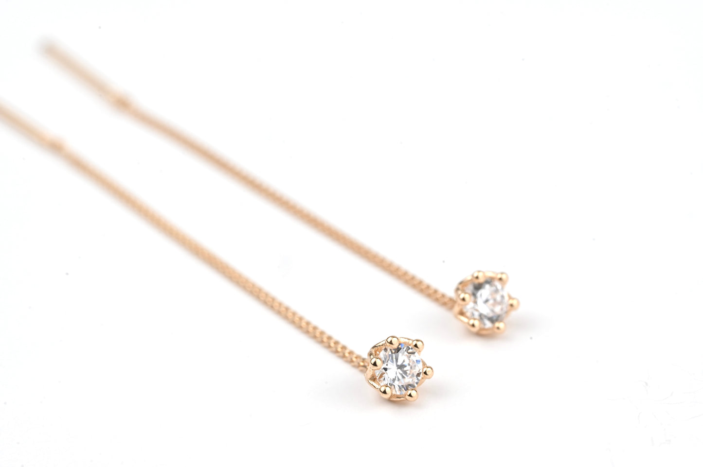 Thread Earrings with Zirconia stones