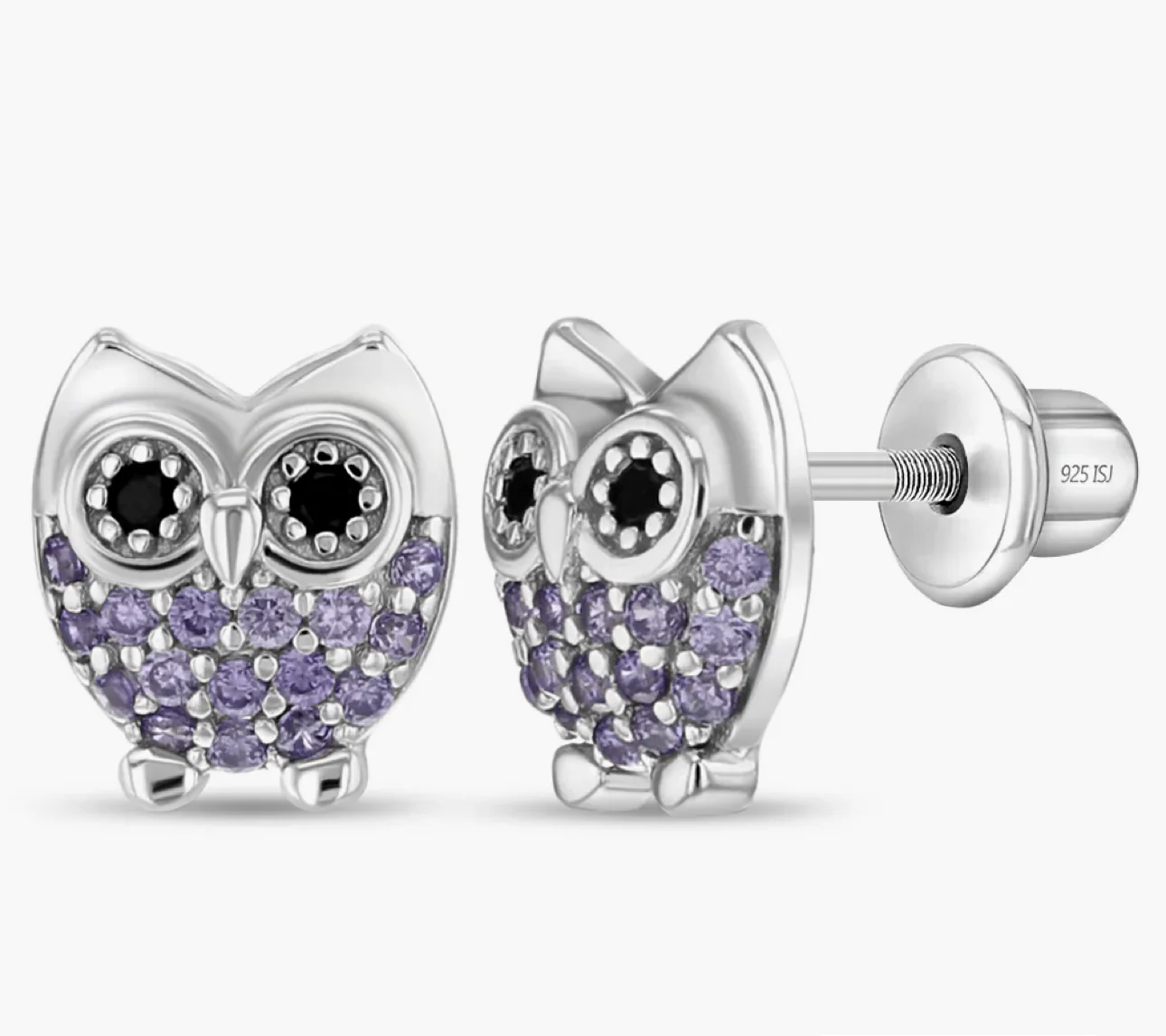 Silver Kids Earrings Owl