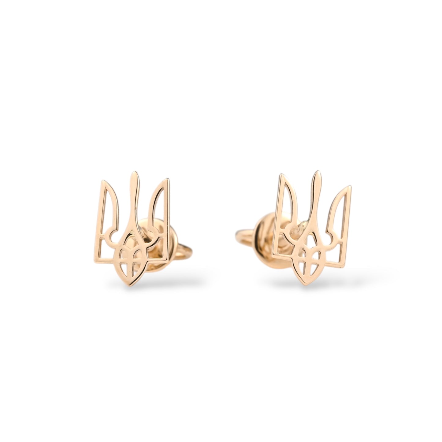 Stud Earrings Ukraine “Tryzub” Rose Gold (585)