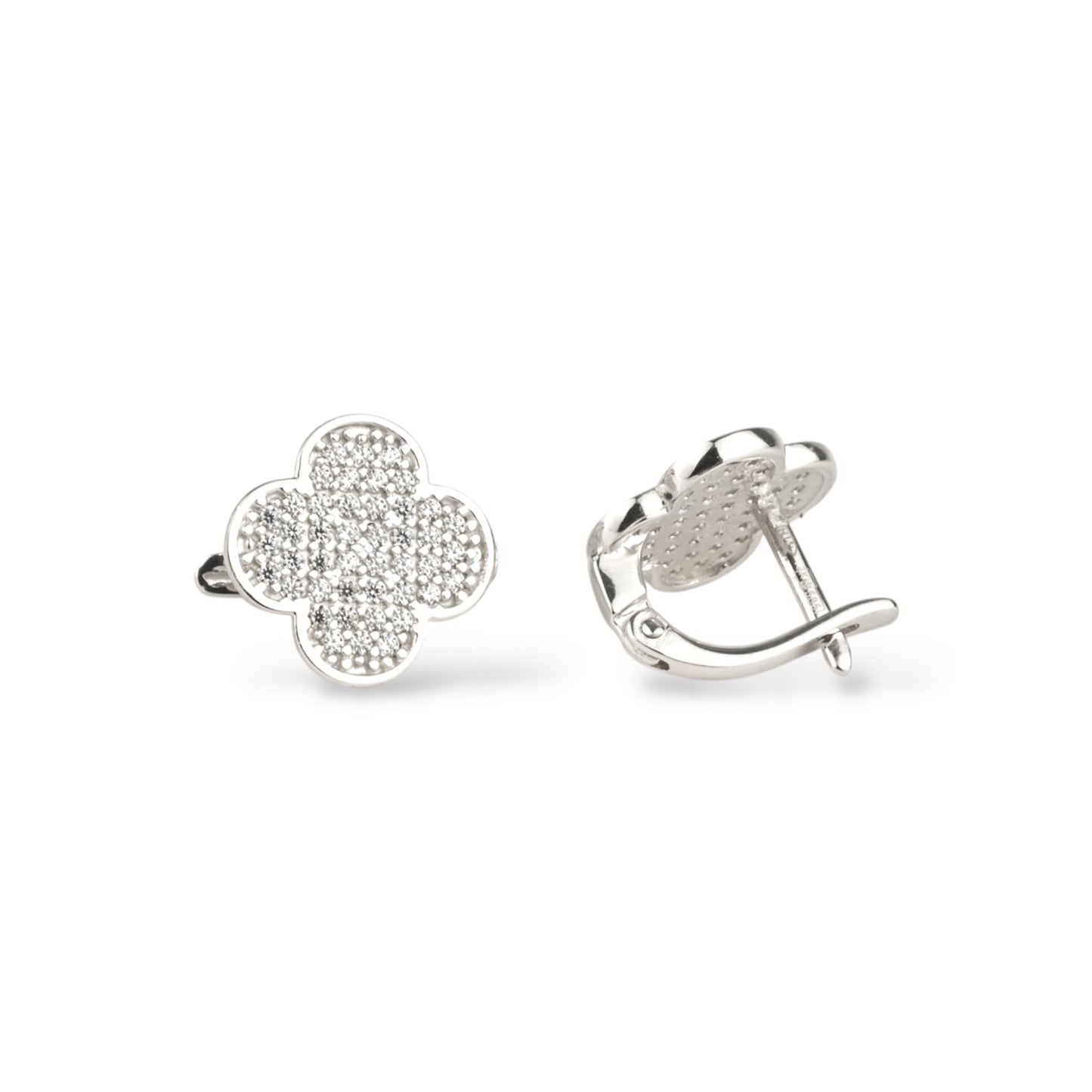 White Gold Earrings Clover