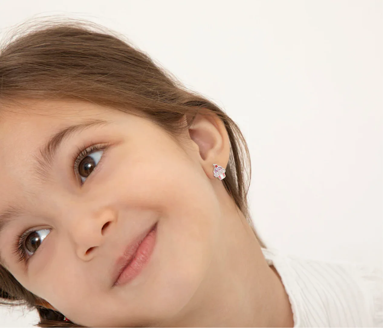Silver Kids Earrings Cupcake