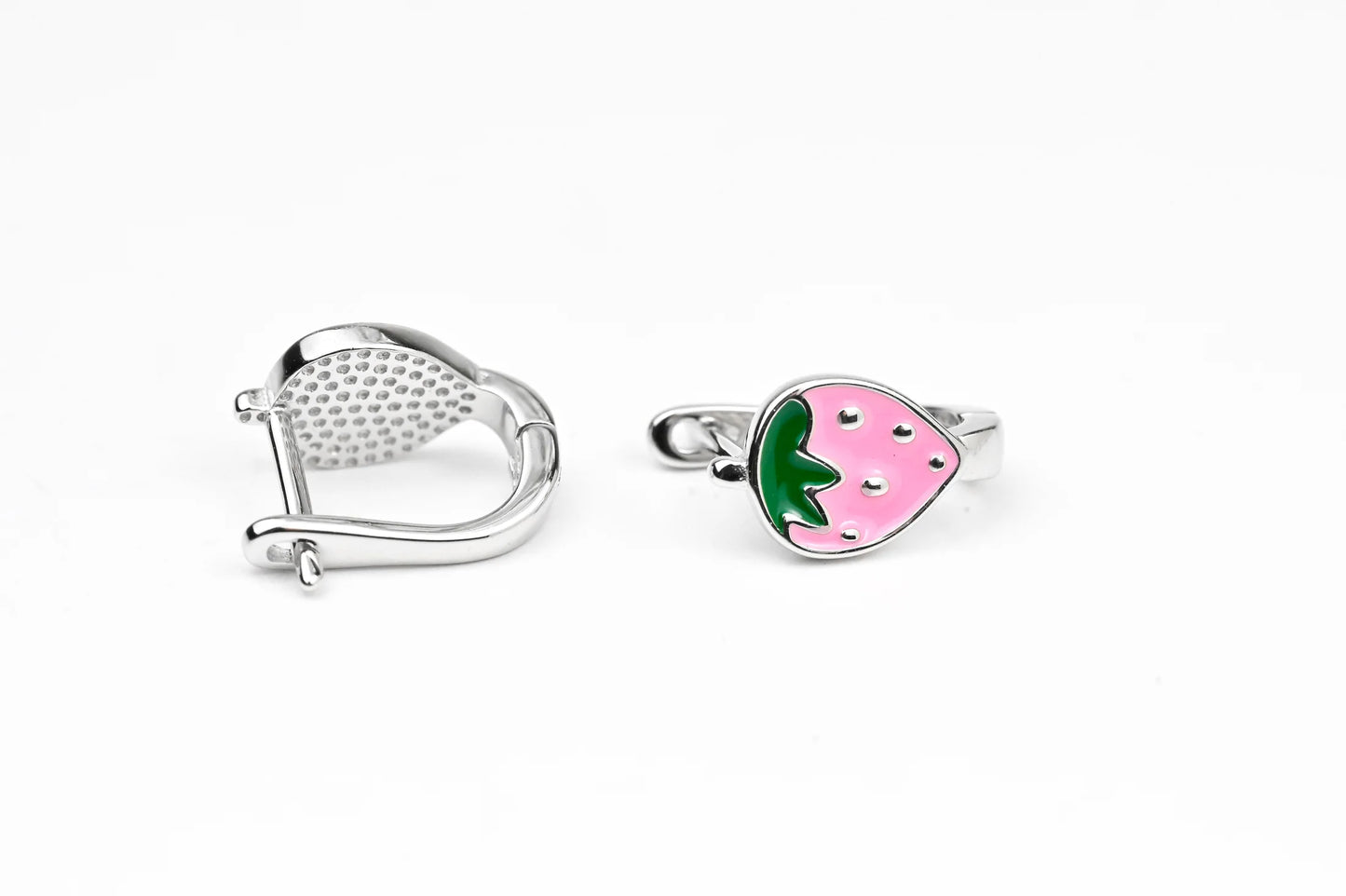 Kids Earrings Strawberry Silver
