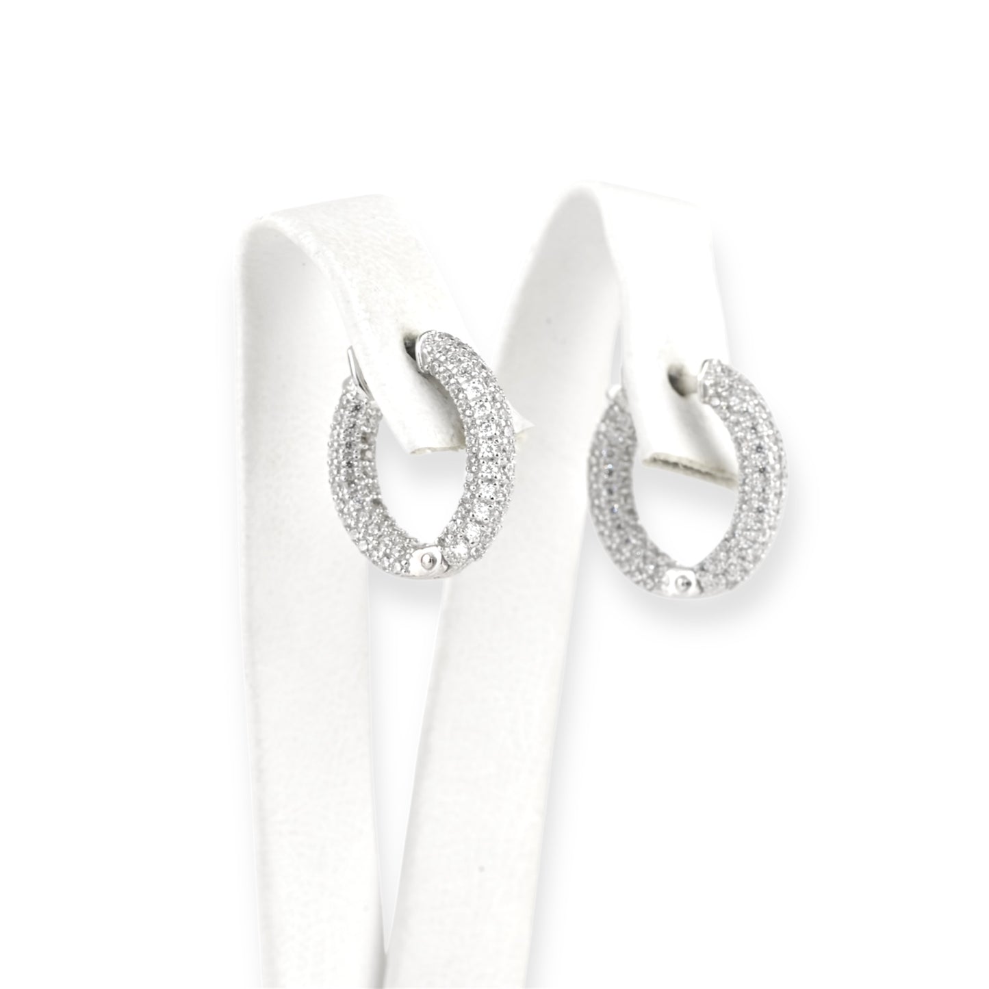 White Gold Hoops Earrings with Zirconia stones