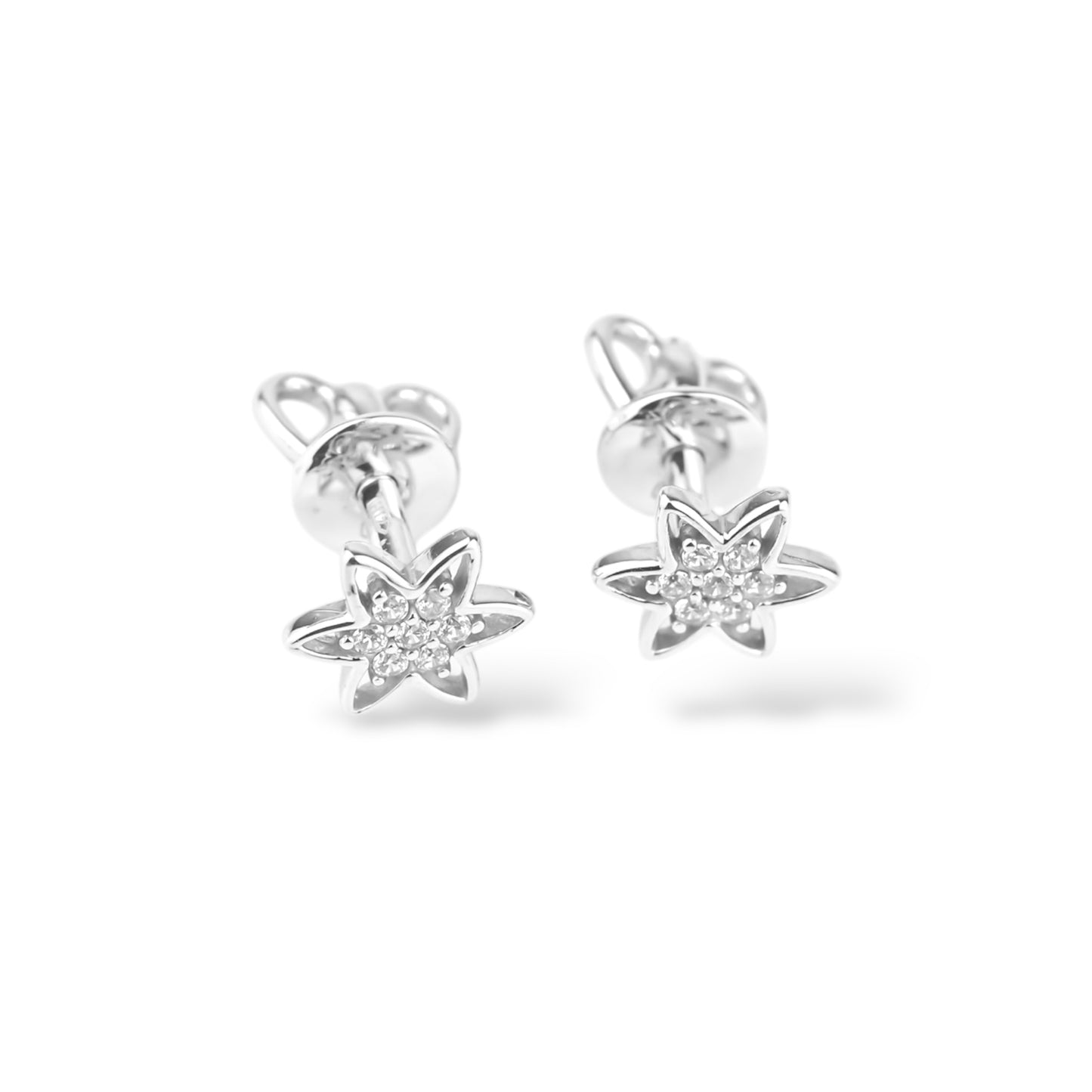 Kids Earrings Stars White Gold