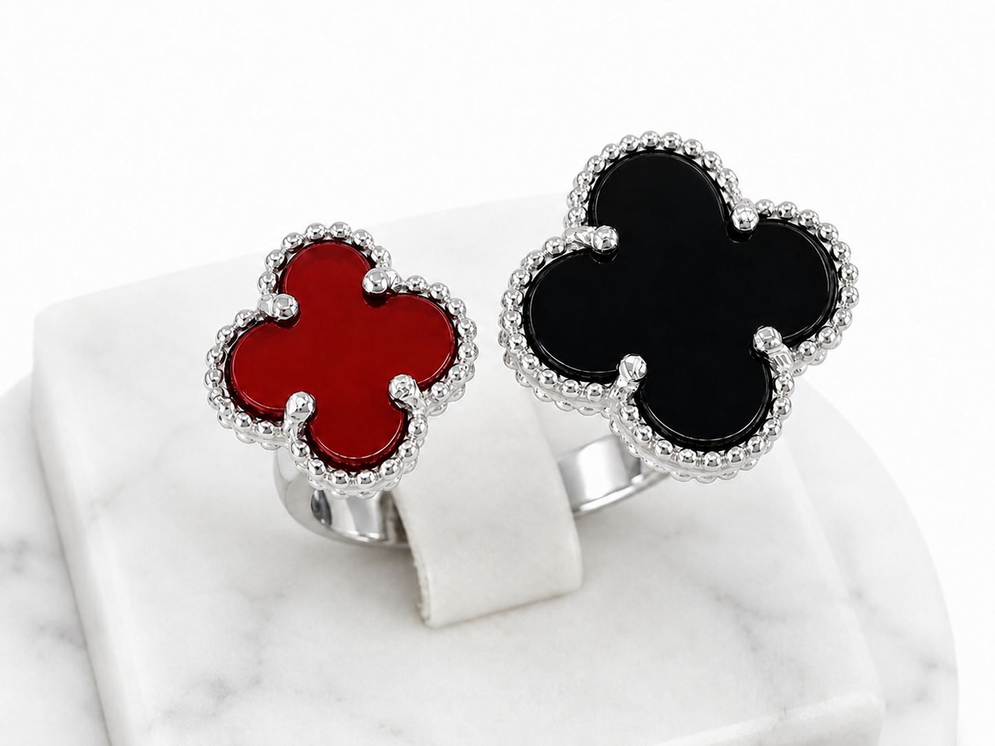 Silver Ring Double clover