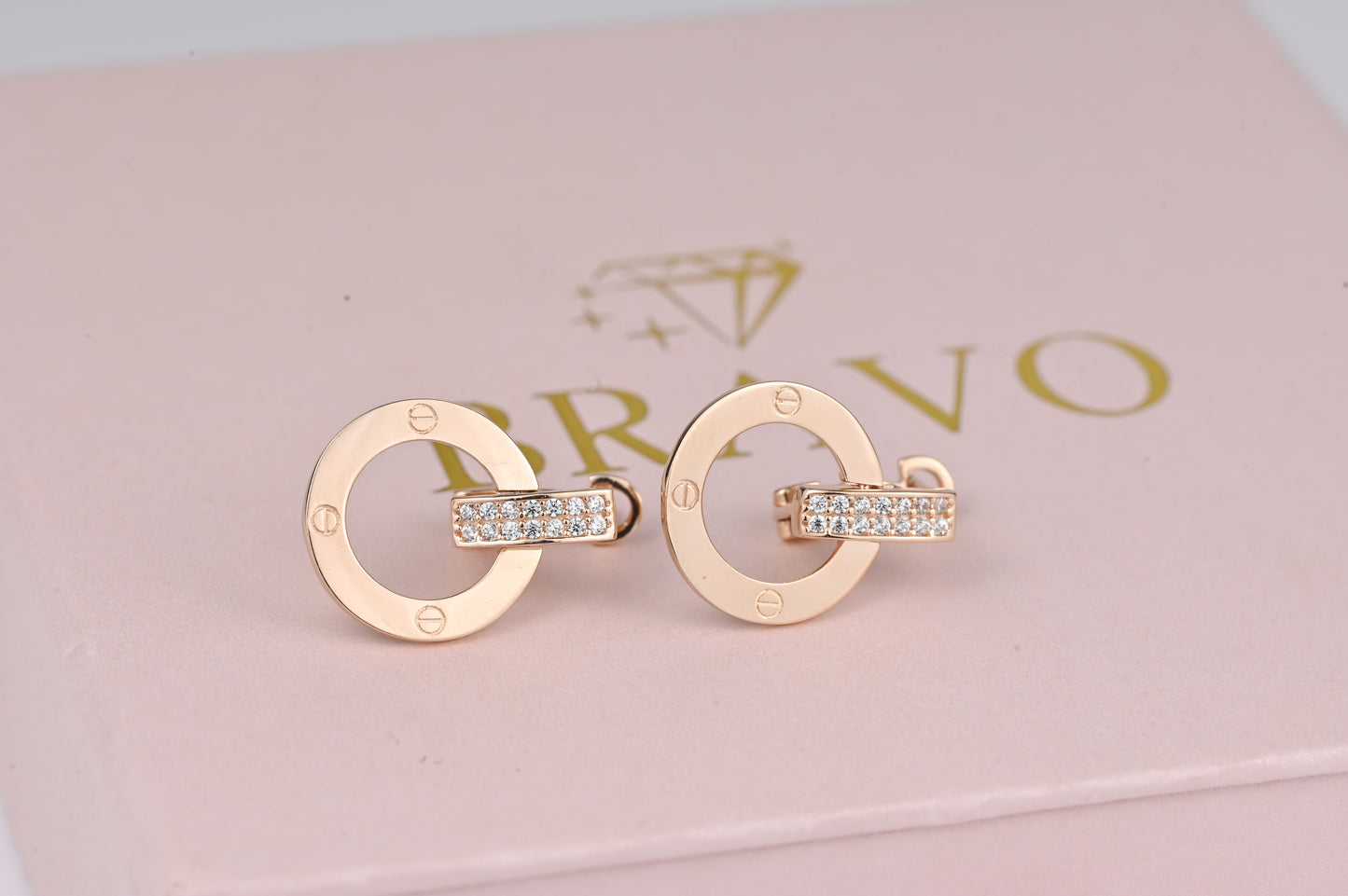 Earrings Circles with Zirconia stones
