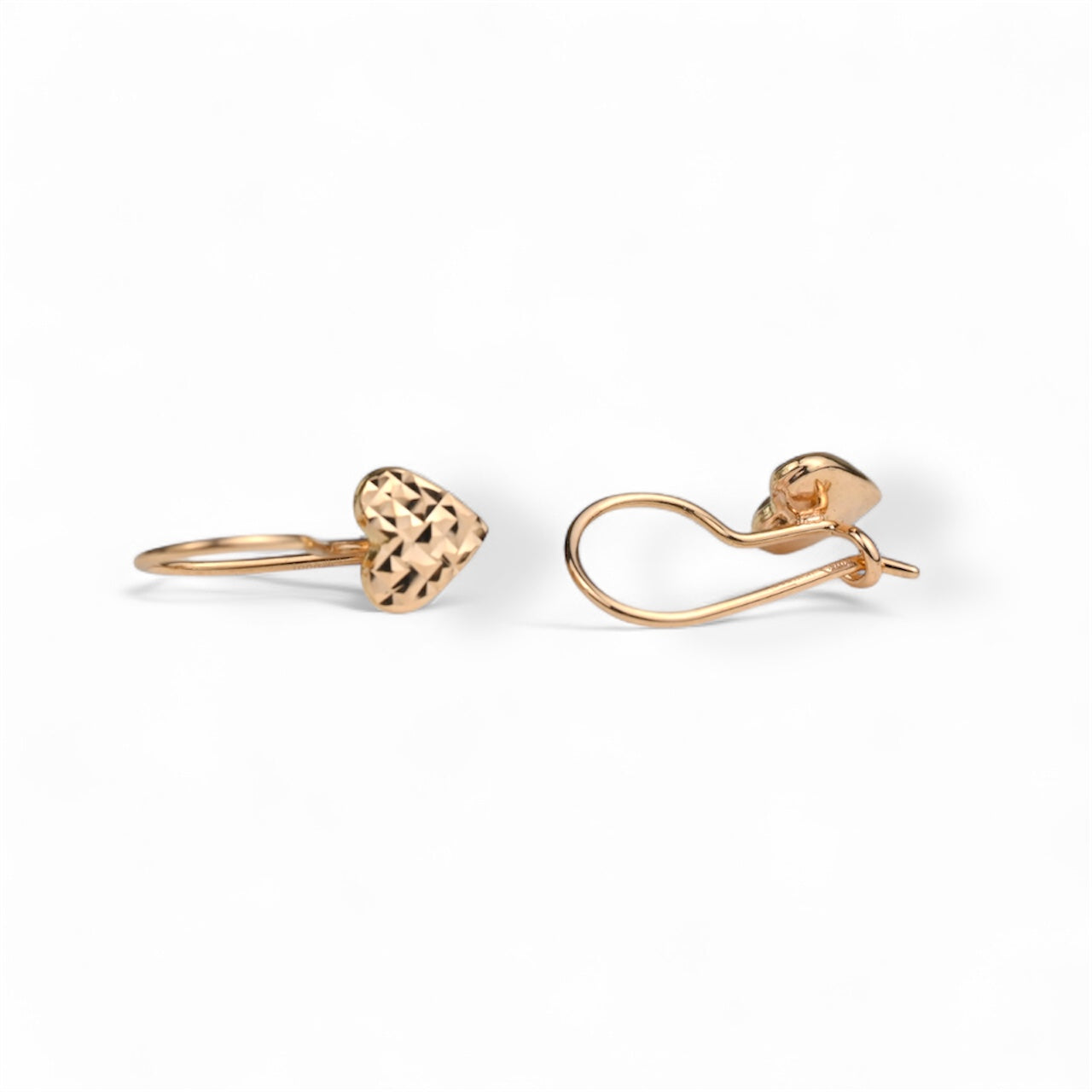 Kids Earrings Rose Gold Hearts