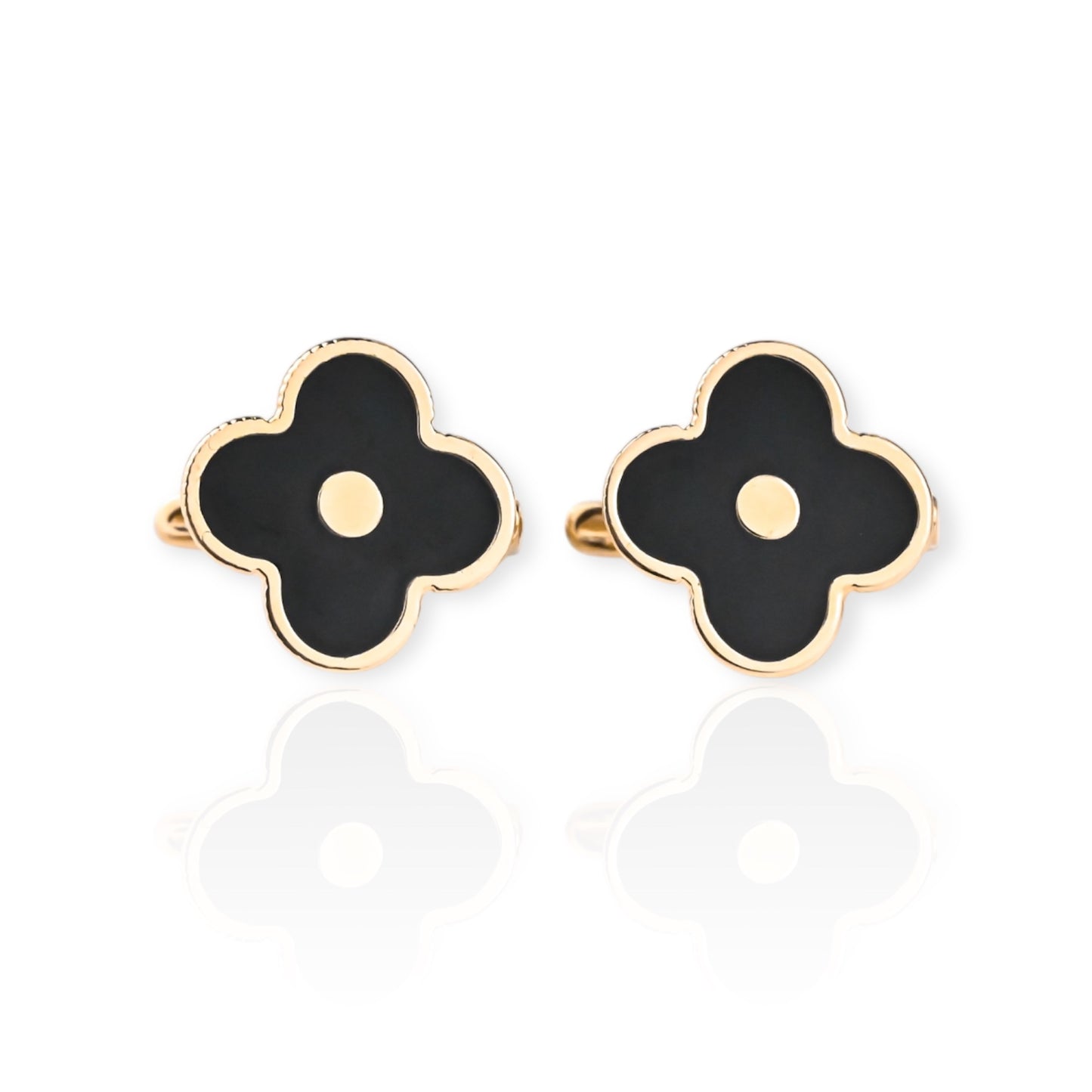 Earrings Flowers with Black Enamel