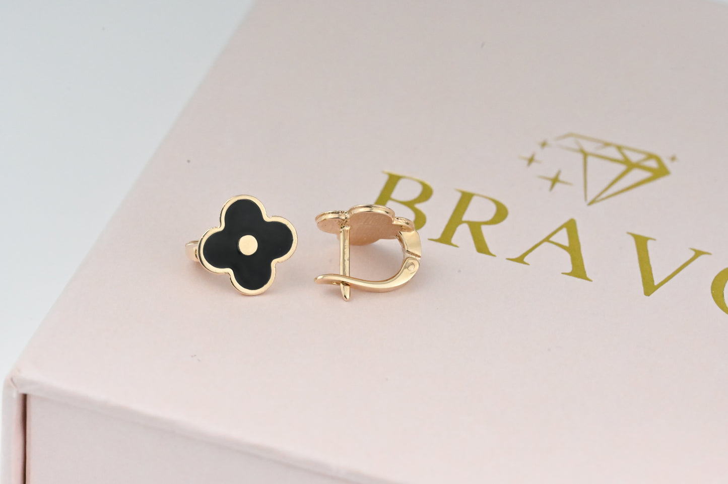 Earrings Flowers with Black Enamel
