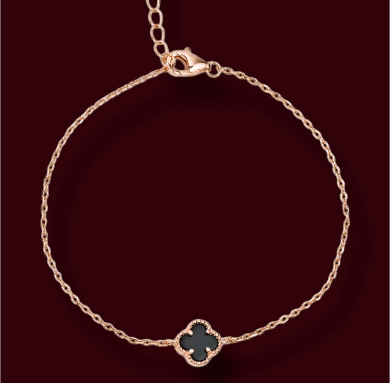 Silver Bracelet clover Rose Gold Plated