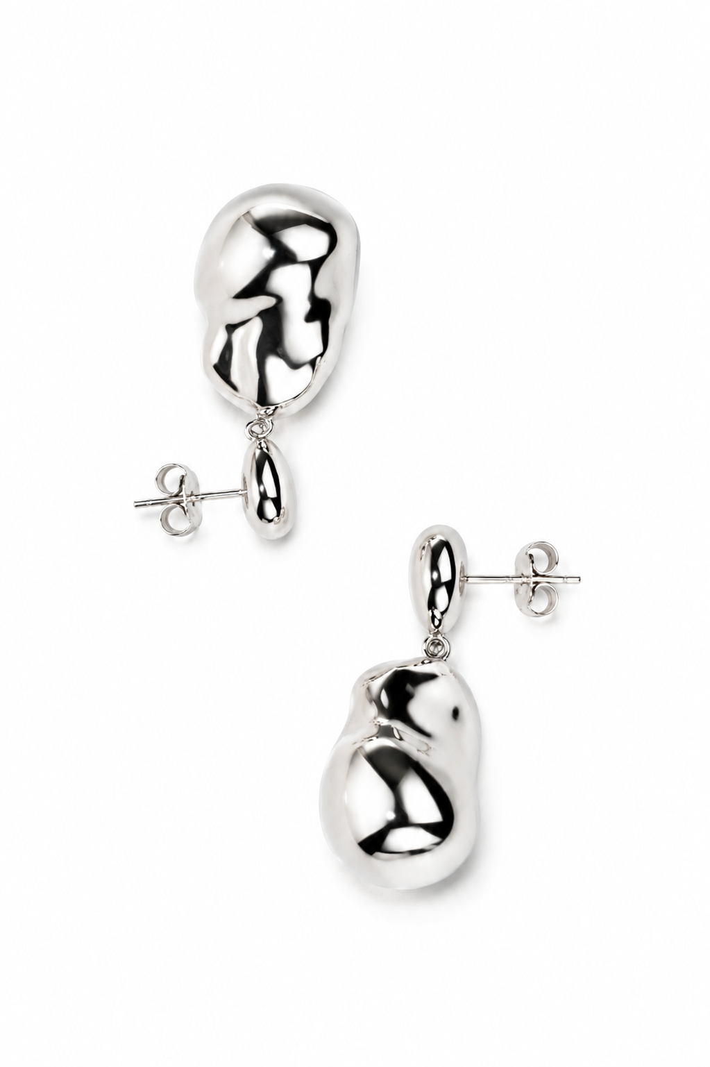 Silver Studs Earrings Abstract