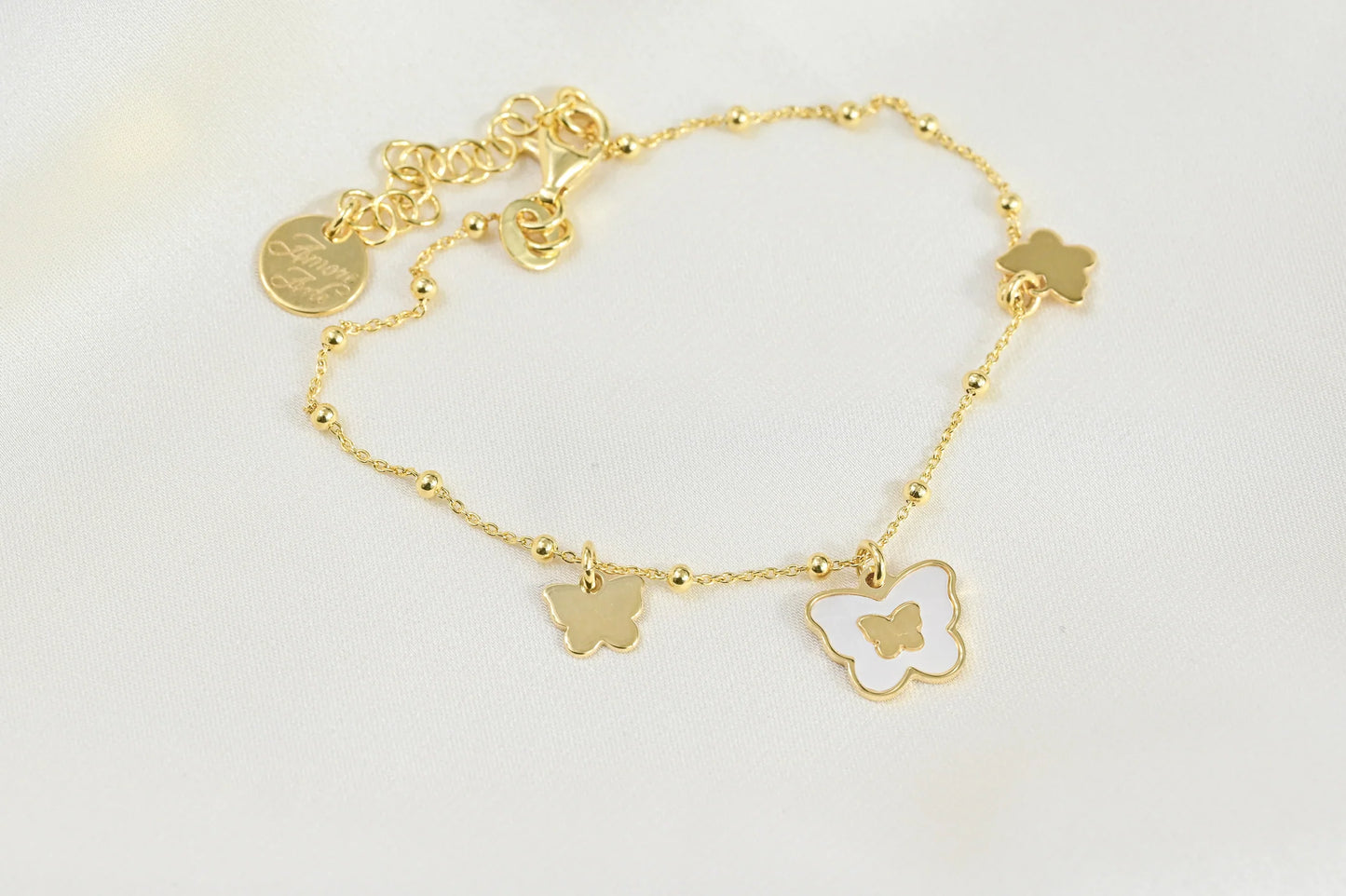 Silver Bracelet Yellow Butterfly