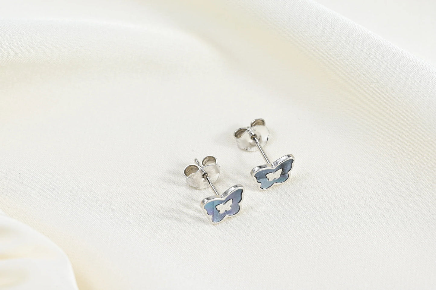 Silver Stud Earrings Butterfly