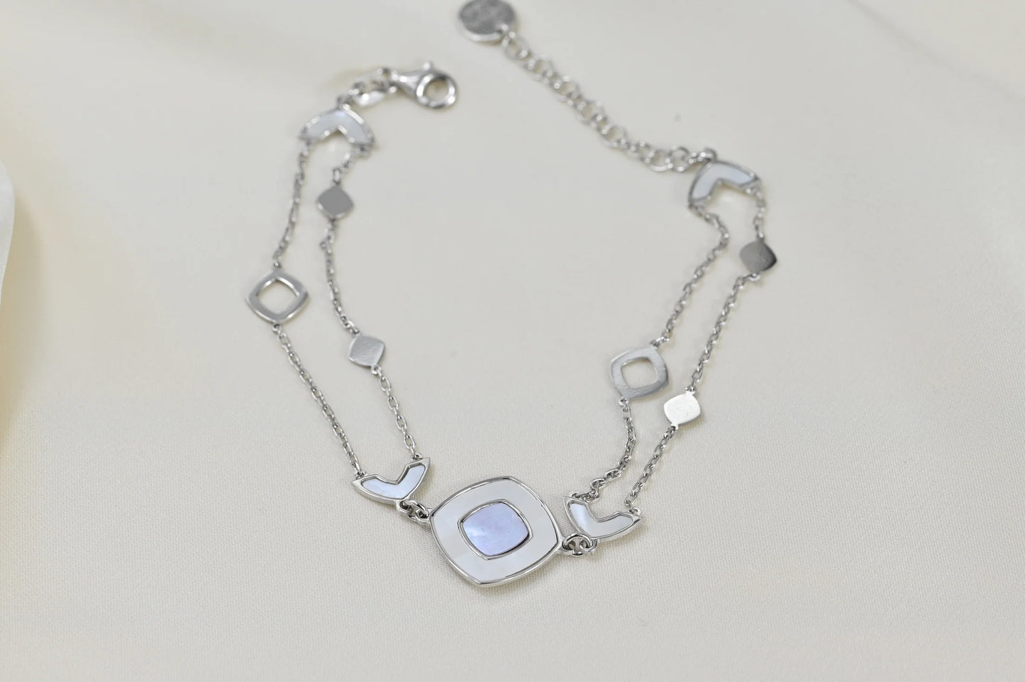 Silver Bracelet Real Mother of Pearl