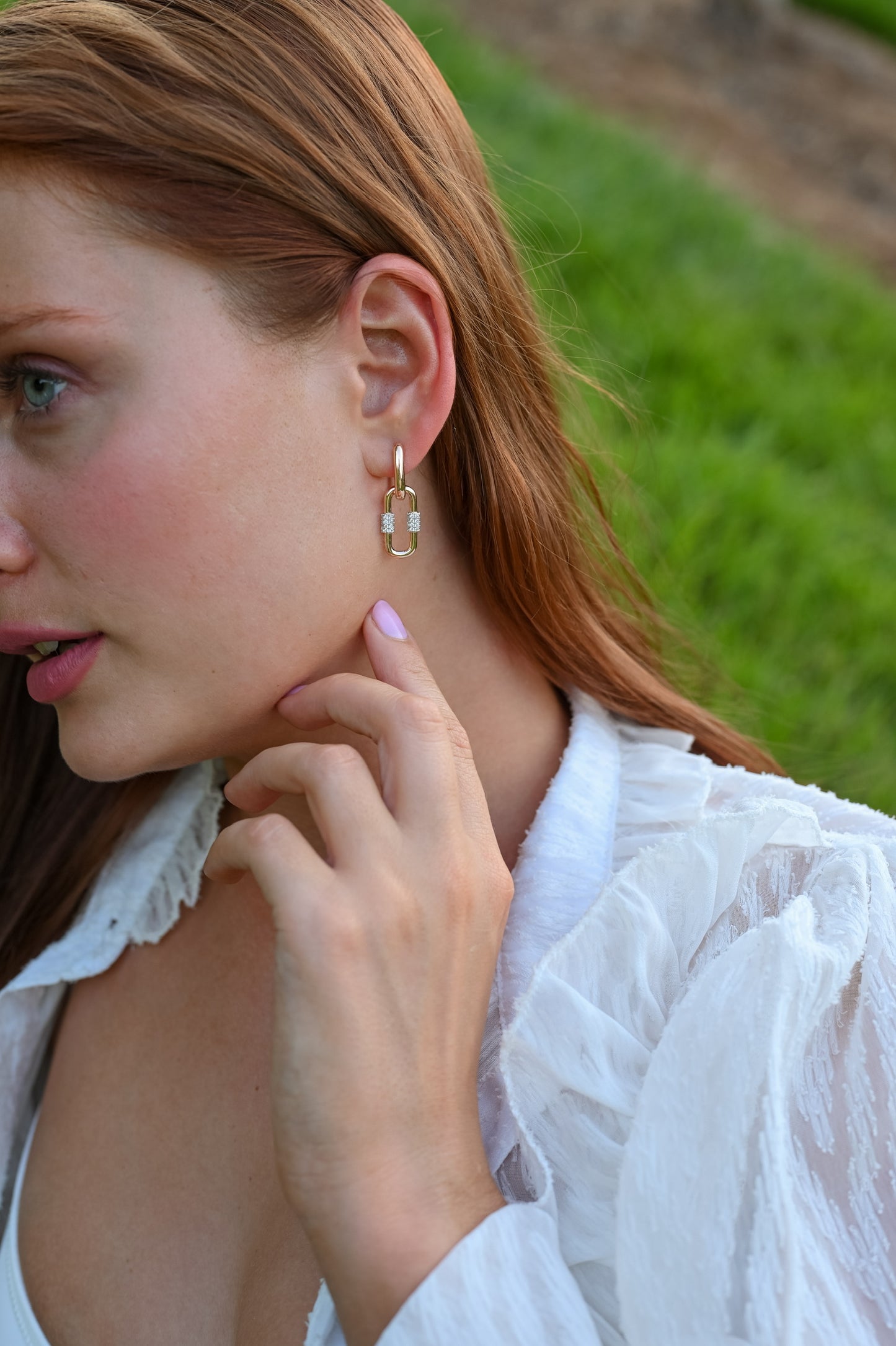 Earrings Chain with Zirconia stones