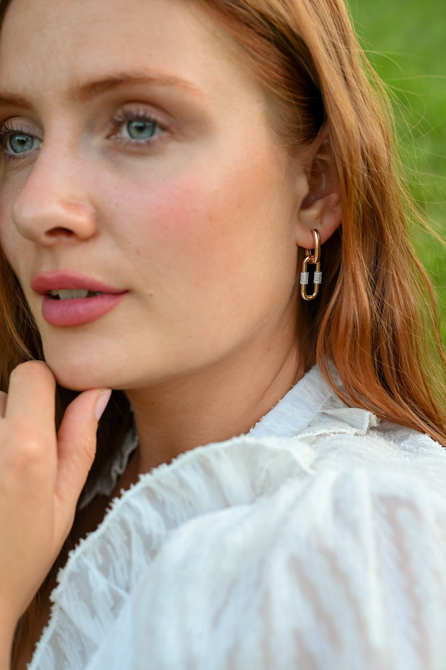 Earrings Chain with Zirconia stones