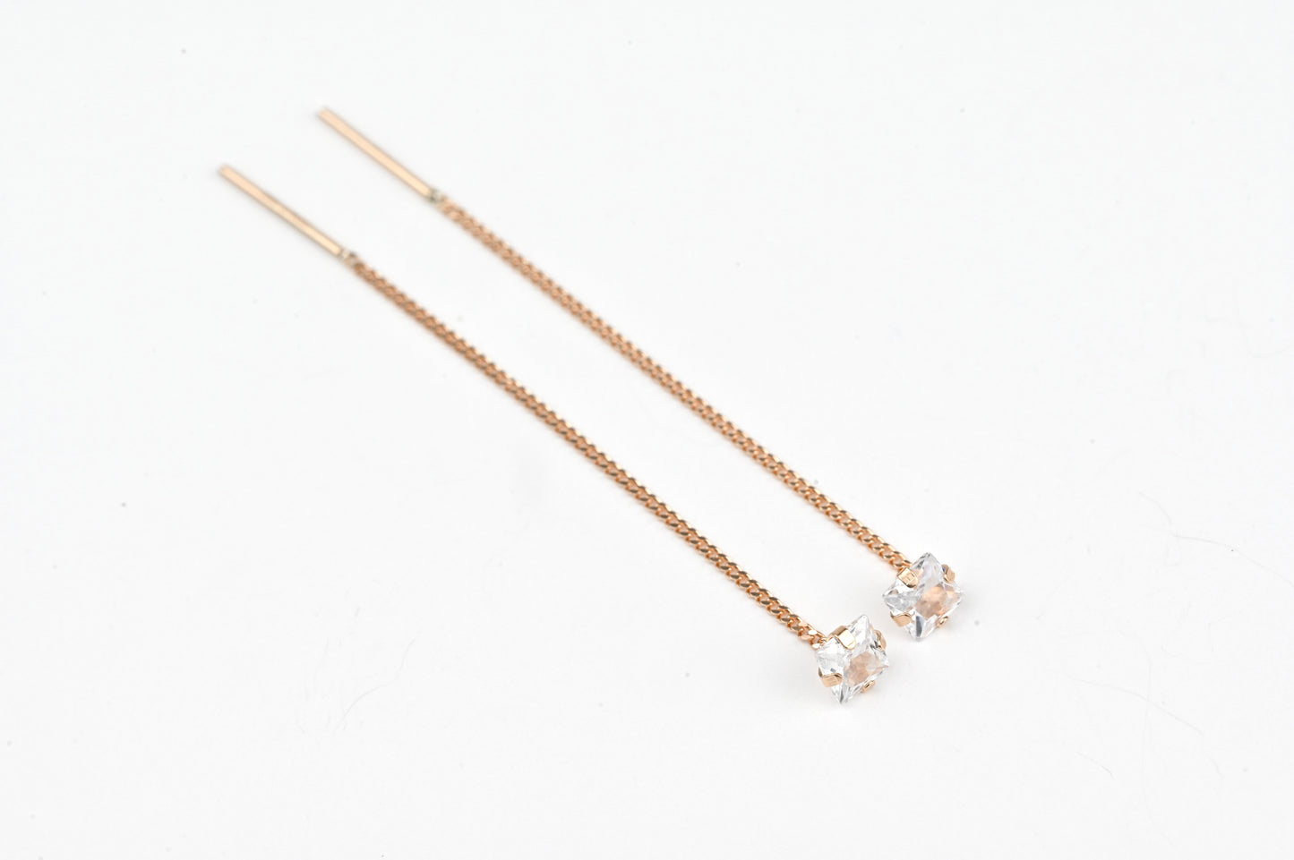 Thread Earrings with Zirconia stones