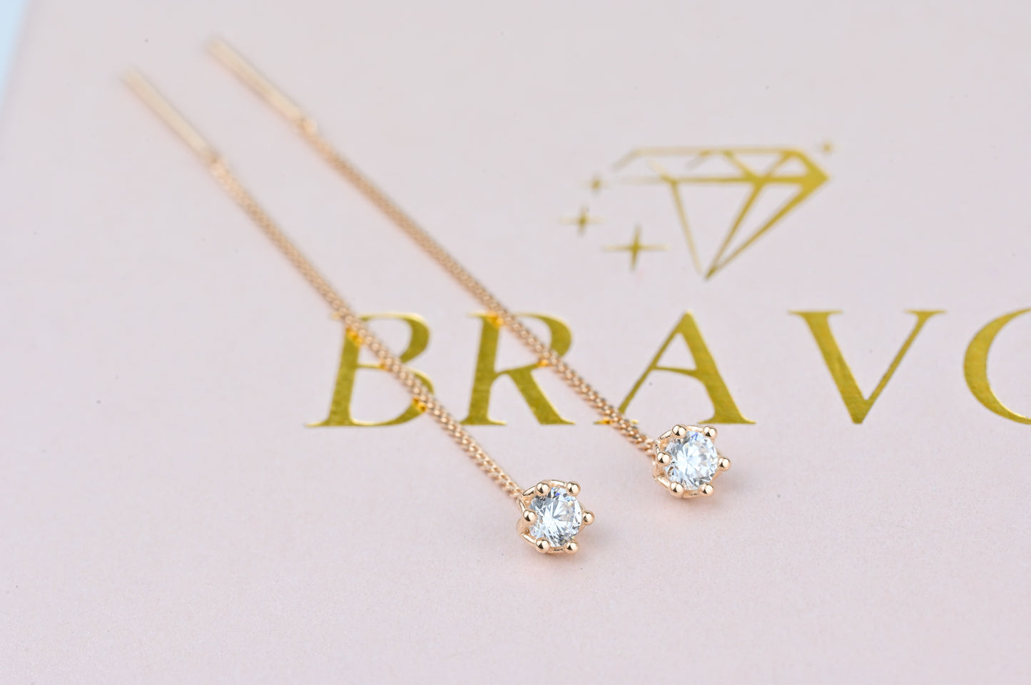 Thread Earrings with Zirconia stones