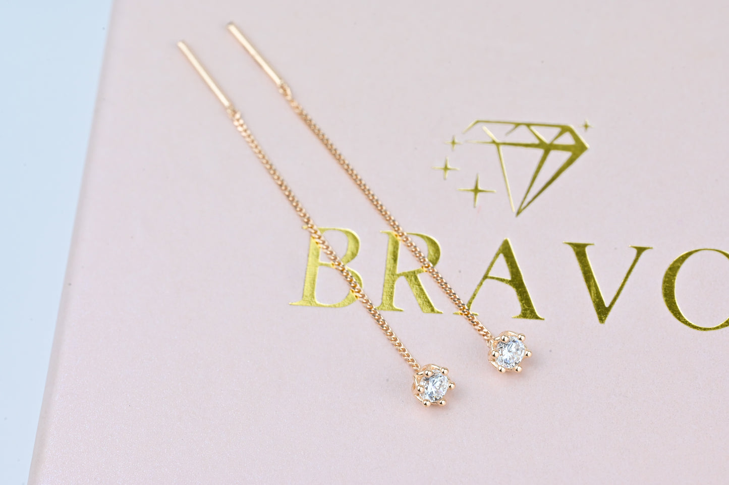 Thread Earrings with Zirconia stones