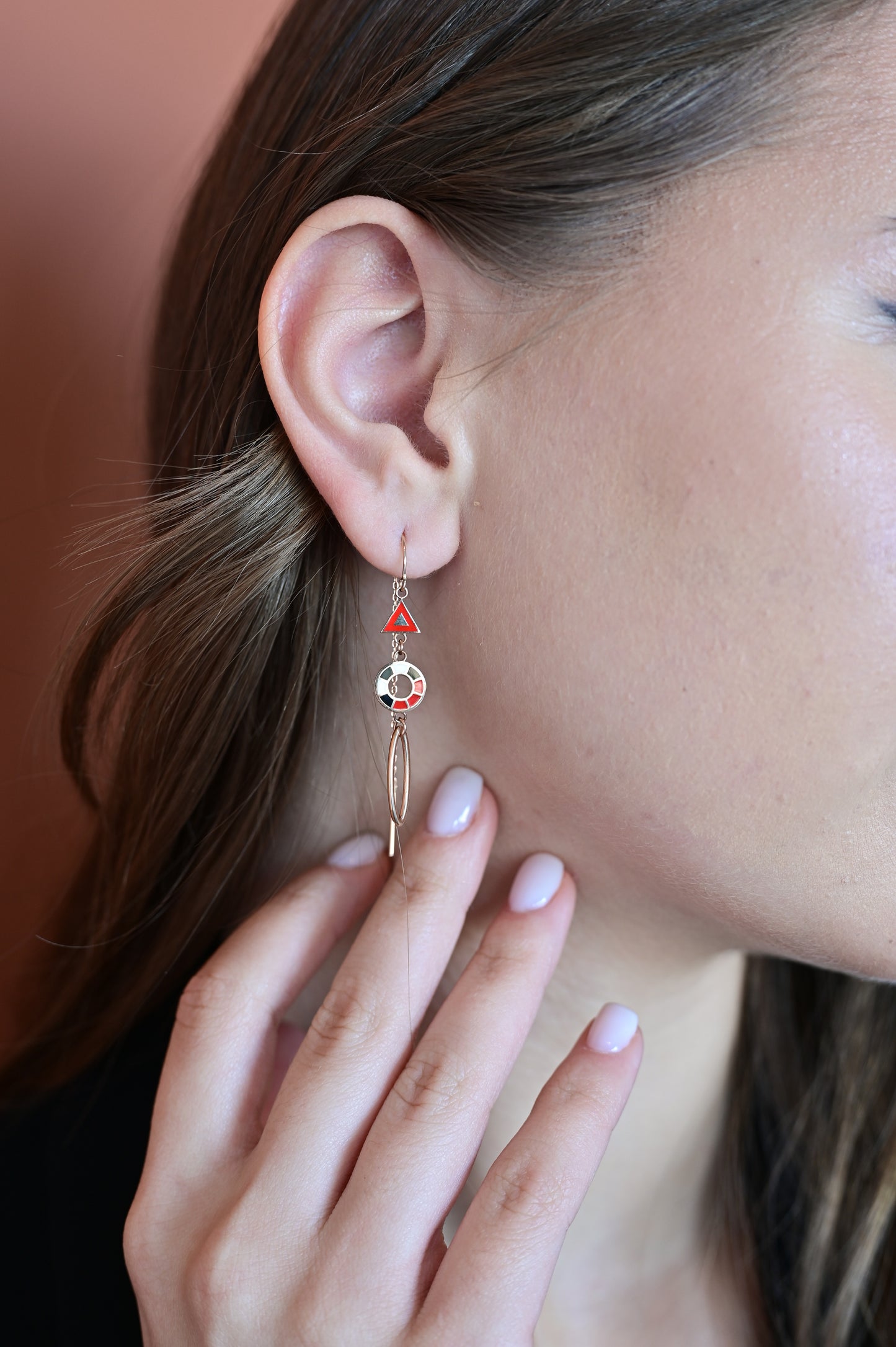 Thread Earrings with Enamel