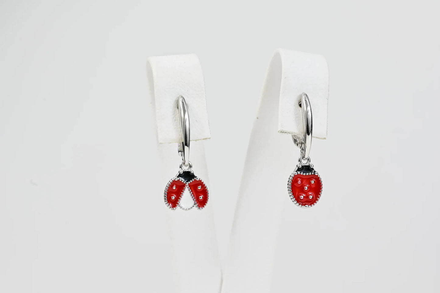 Silver Kids Earrings Ladybug