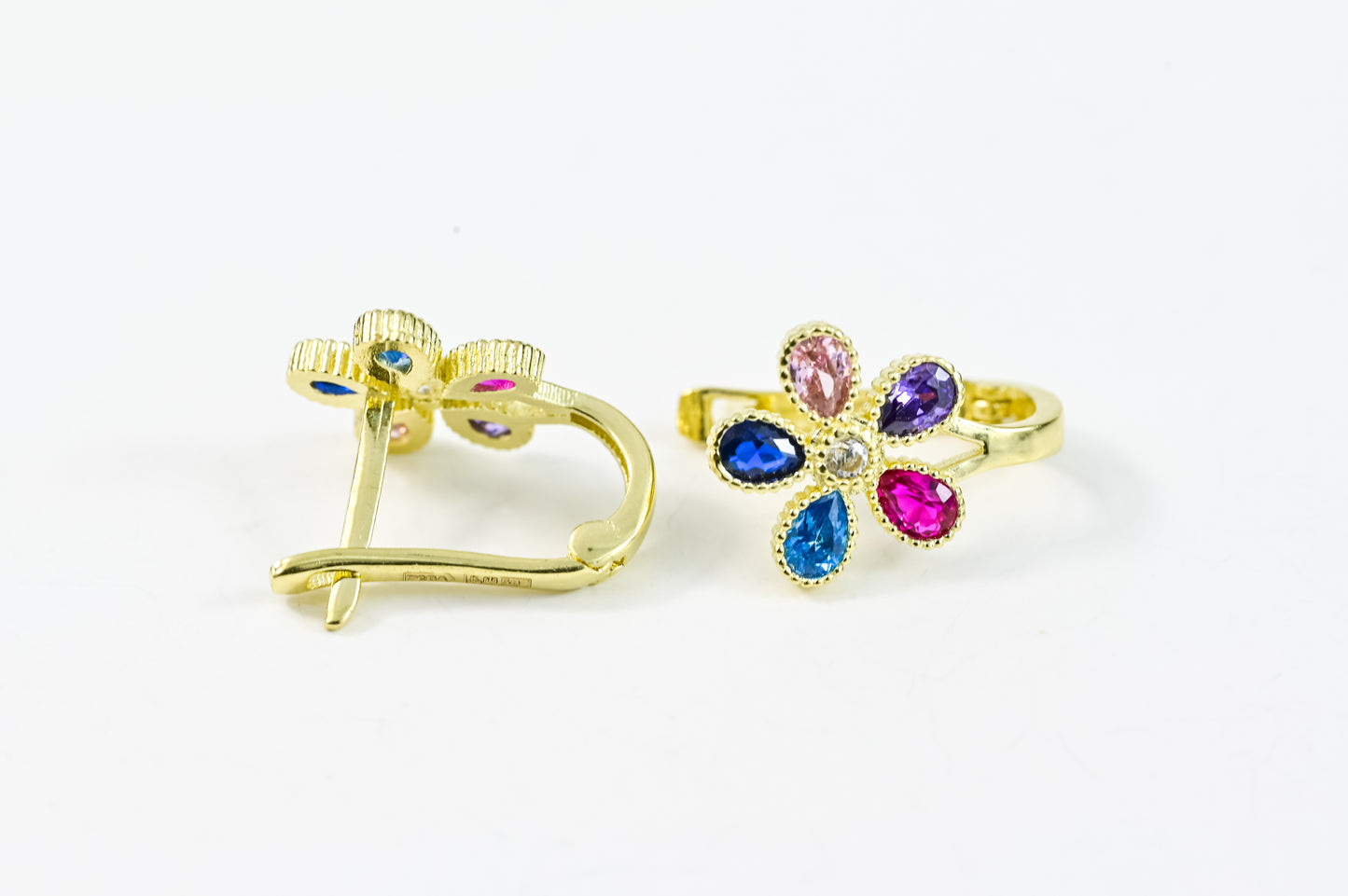 Kids Earrings Flower Yellow Gold