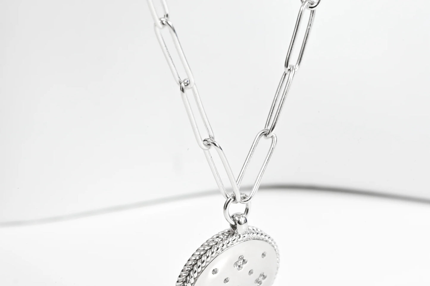 Silver Necklace with Flowers