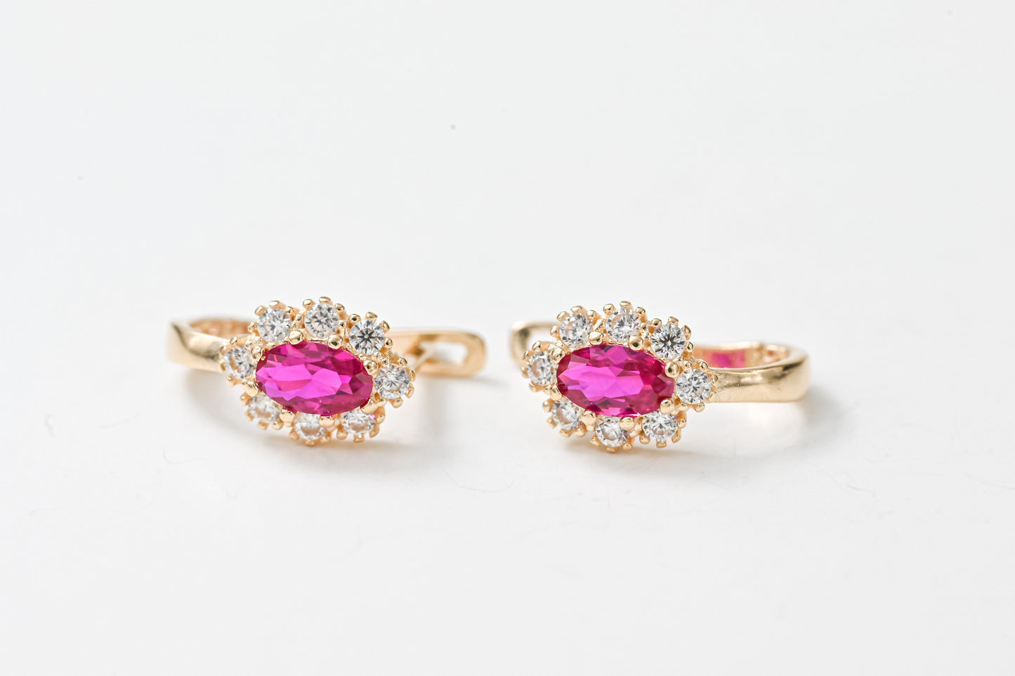 Kids Earrings Oval Pink stone