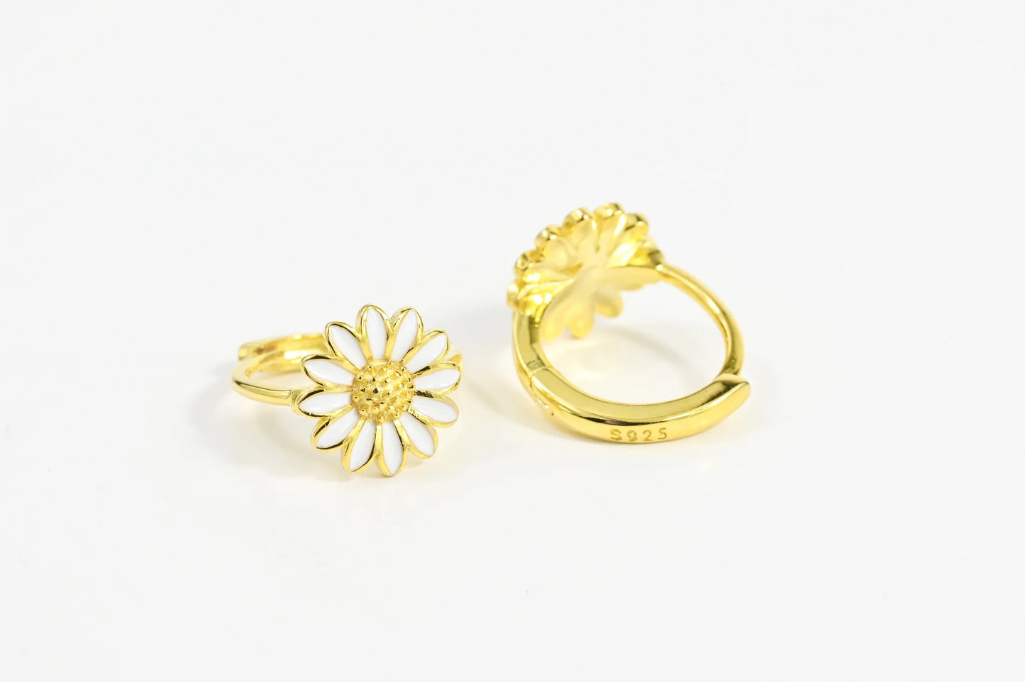 Silver Kids Earrings Yellow Flowers