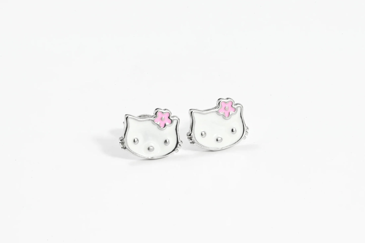Kids Silver Earrings Kitty