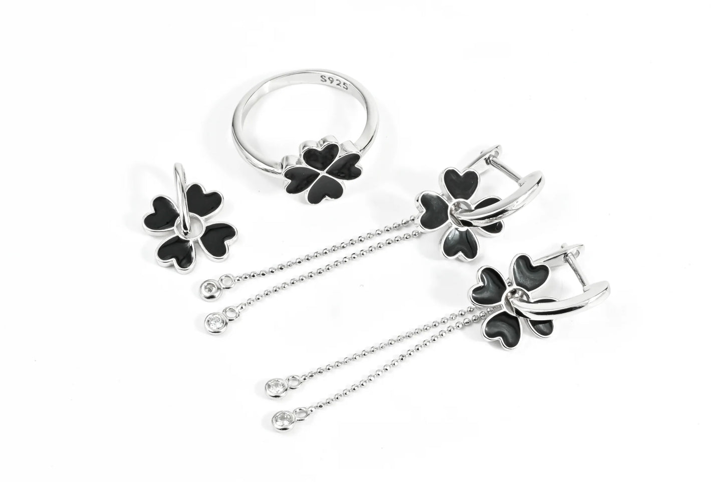 Silver Set Flowers (Earrings,Ring,Pendant)