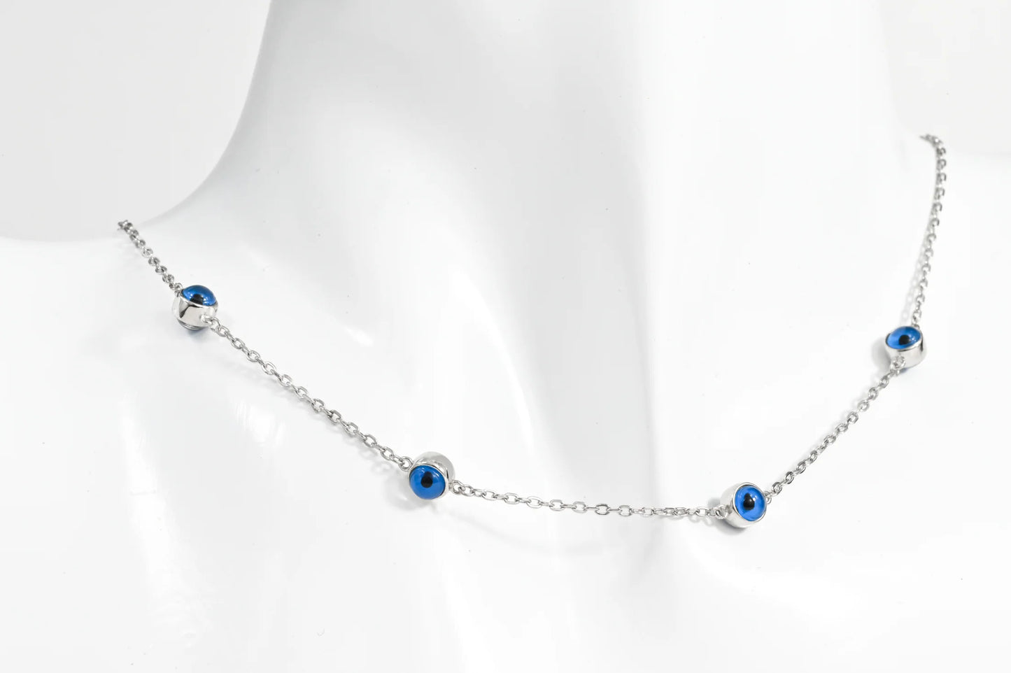 Silver Necklace Blue Eye