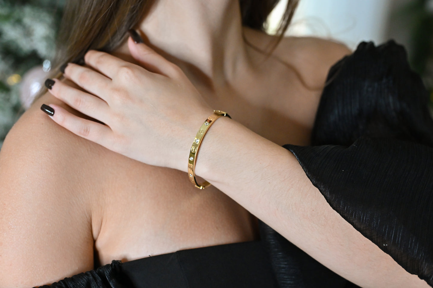 Bracelet Love Yellow Gold with Zirconia stones