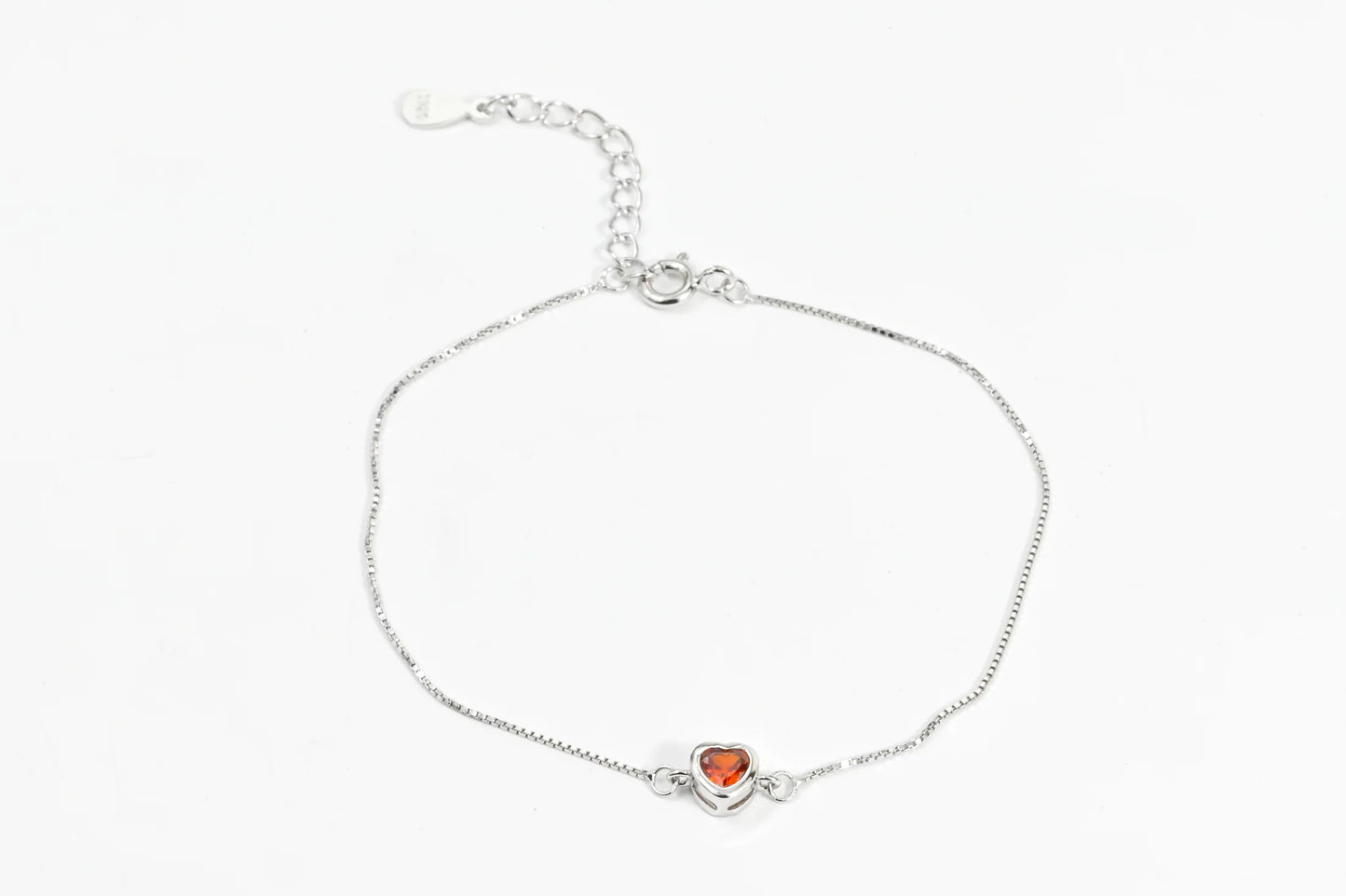 Silver Bracelet Red Heart