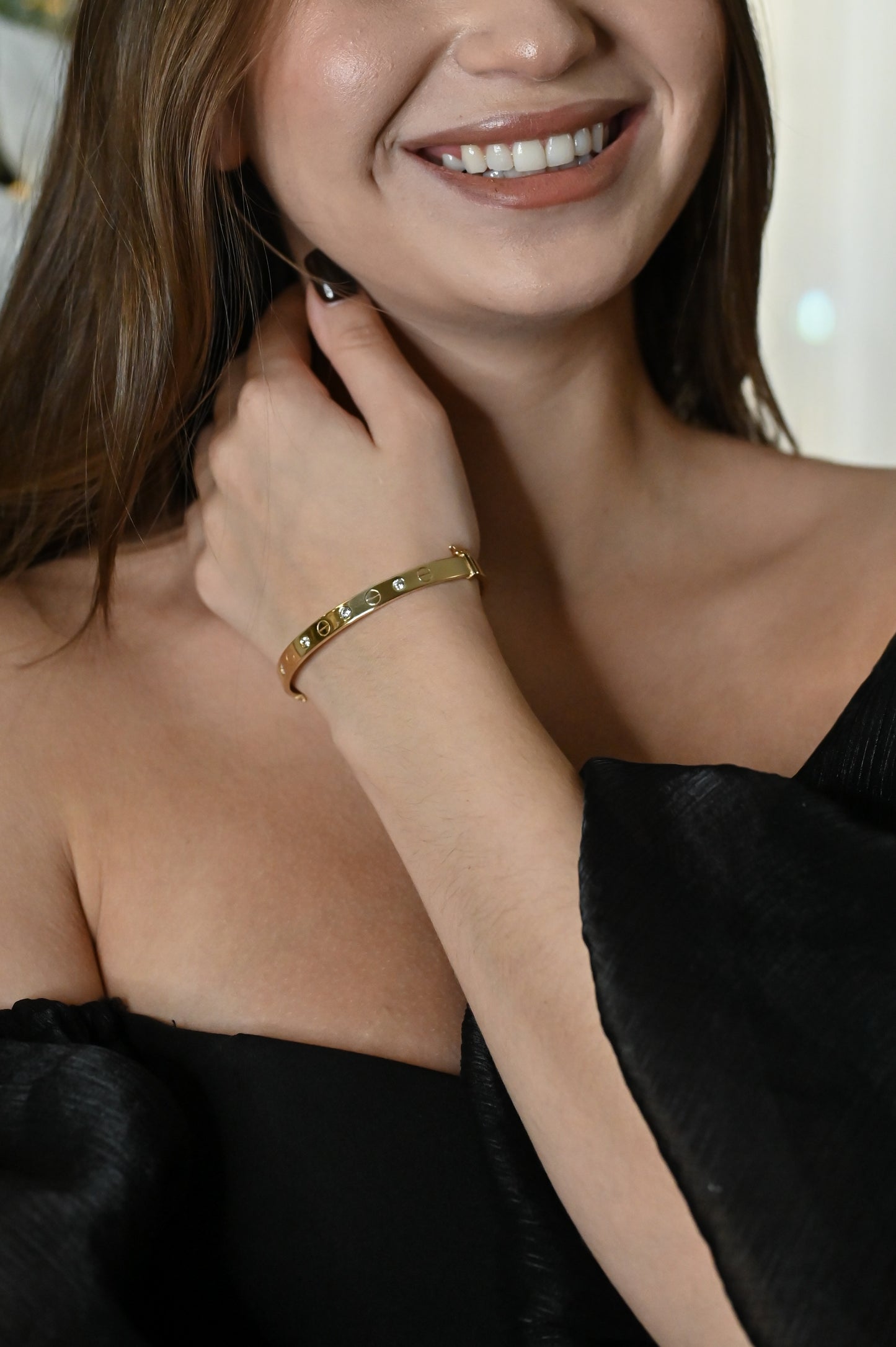Bracelet Love Yellow Gold with Zirconia stones