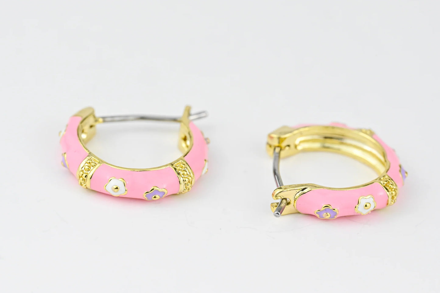 Kids Pink Earrings Gold Plated