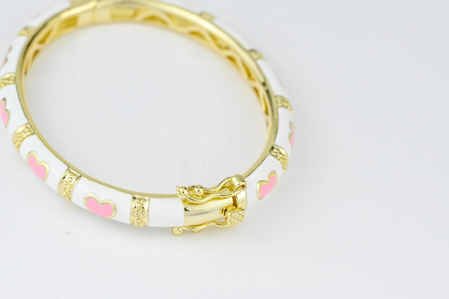 Pink Hearts Kids Bracelet Gold Plated