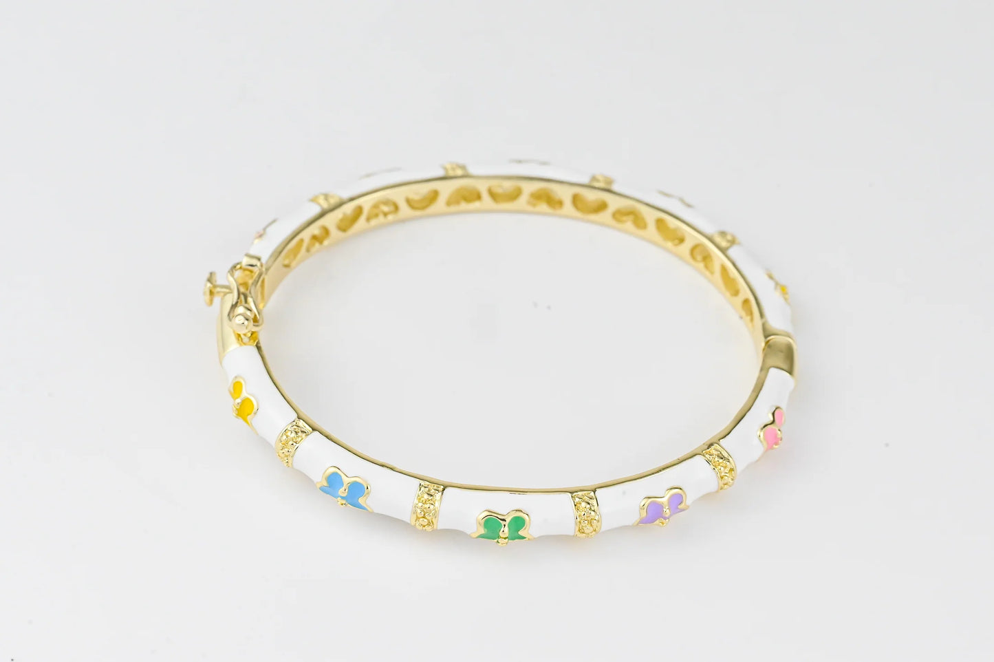 White Bracelet with Butterflies for Kids Gold Plated