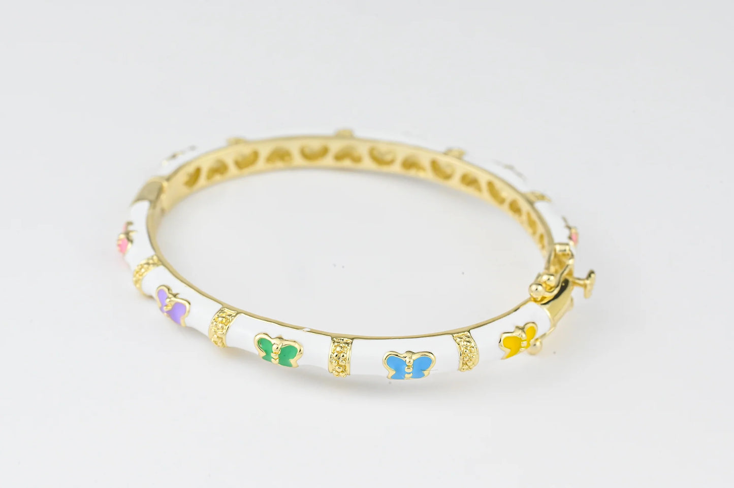 White Bracelet with Butterflies for Kids Gold Plated