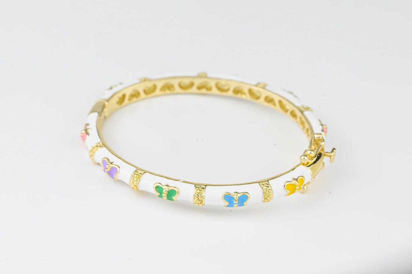 White Bracelet with Butterflies for Kids Gold Plated