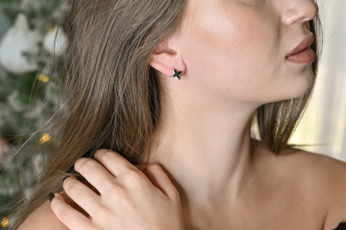 Black Enamel Earrings