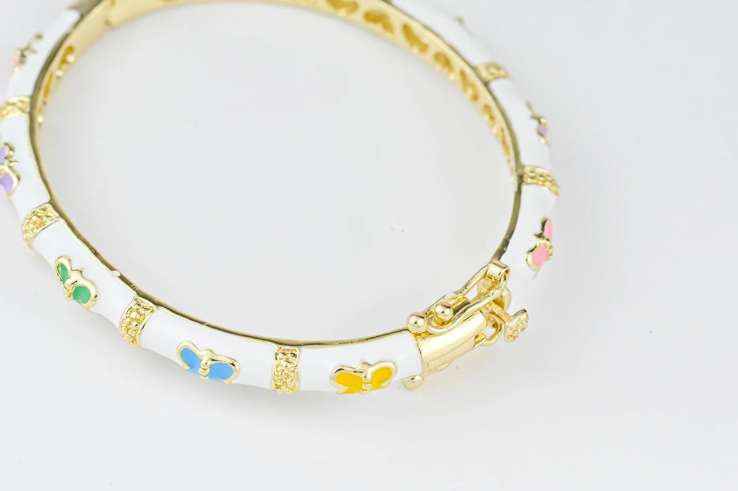 White Bracelet with Butterflies for Kids Gold Plated