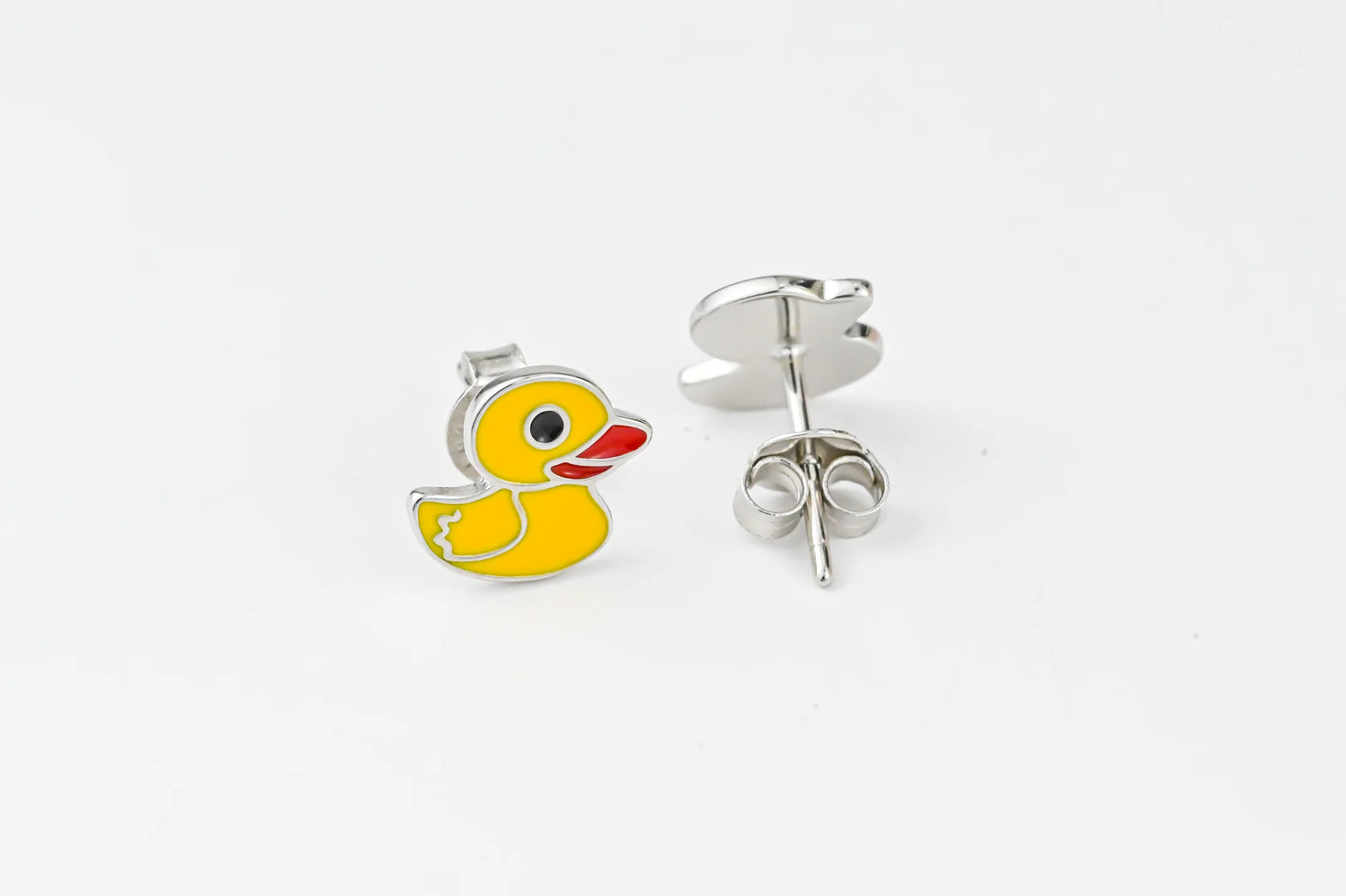 Kids Silver Stud Earrings Duckling