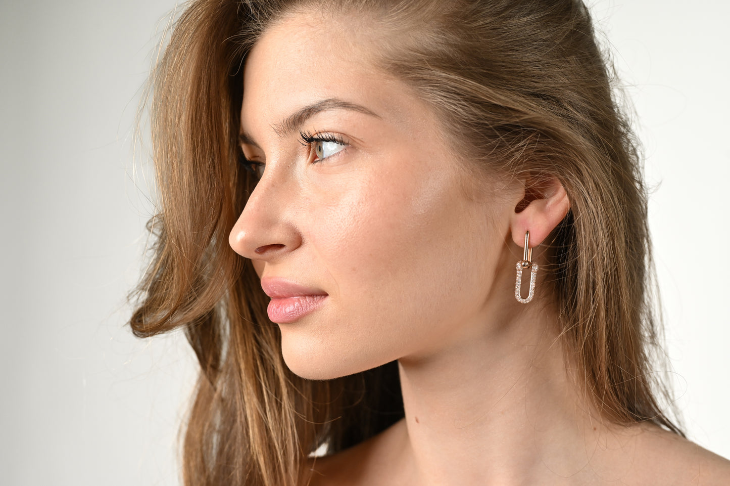 Earrings Chain with Zirconia stones