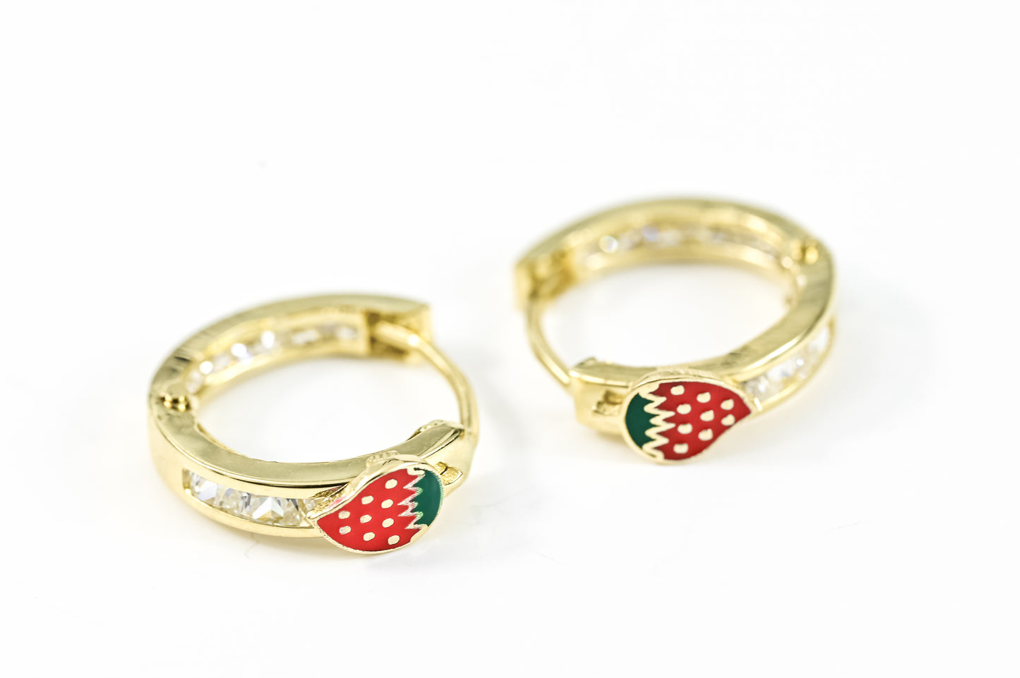 Kids Earrings Strawberry with Zirconia stones
