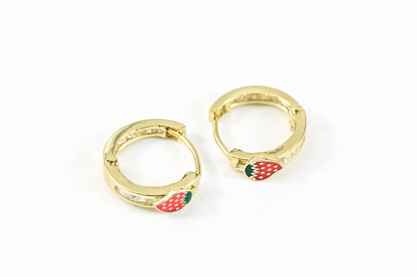 Kids Earrings Strawberry with Zirconia stones