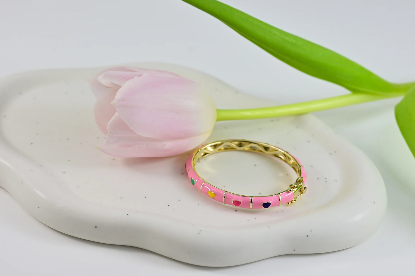 Pink Bracelet Hearts for Kids Gold Plated